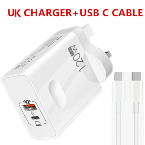 120W Fast Charger USB Type C PD Cable Fast Charging Quick Charge 3.0 Adapter for Iphone Xiaomi Samsung Oneplus Pixel Cellphones - Uk Charger Cable