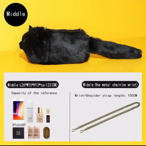 Luxury Cat Clutch Bag for Women – Cute Cat Tote, Crossbody & Handbag - Middle