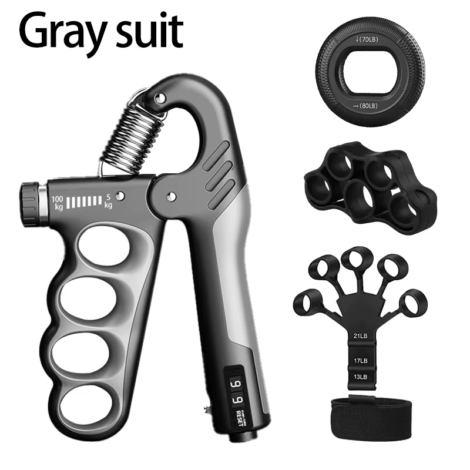 5-60/100/150Kg Grip Strength Gym Wrist Expander Hand Strengthener Adjustable Muscle Recovery Fitness Hand Strength Exercise - Gery 4Pcs