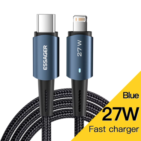 USB C Cable for Iphone 14 13 12 11 Pro Max XS 20W Fast Charging Cable Type C to Lighting Date Wire for Ipad Macbook - Blue 27W, 2M