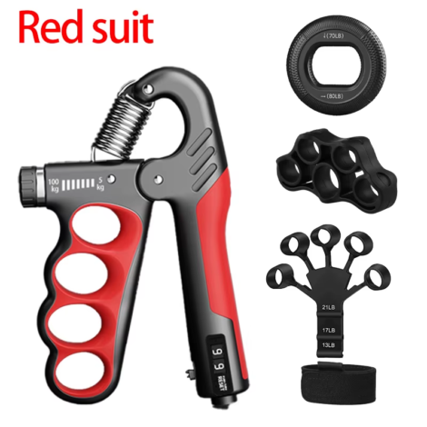 5-60/100/150Kg Grip Strength Gym Wrist Expander Hand Strengthener Adjustable Muscle Recovery Fitness Hand Strength Exercise - Red 4Pcs