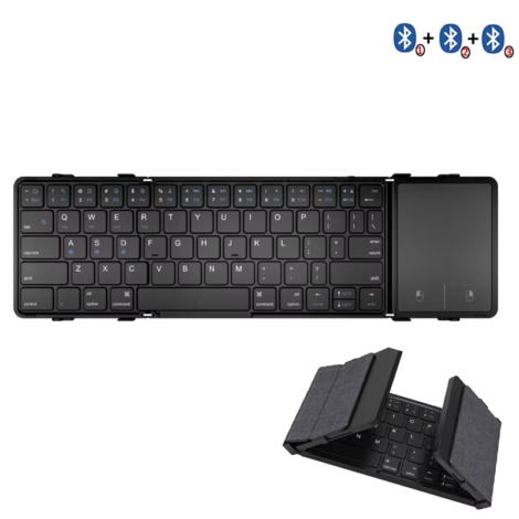 BOW Korea/Russia Wireless Folding Keyboard with Touchpad/Numberpad Rechargeable Foldable Bluetooth Keyboard for Tablet Ipad - Touchpad Version, Spain Layout