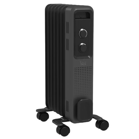 1500W Oil Filled Radiator, Portable Electric Heater With 3 Heat Settings, Safety Cut-Off And Wheels, Grey - Grey