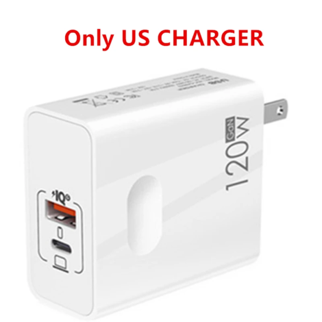 120W Fast Charger USB Type C PD Cable Fast Charging Quick Charge 3.0 Adapter for Iphone Xiaomi Samsung Oneplus Pixel Cellphones - Us Charger