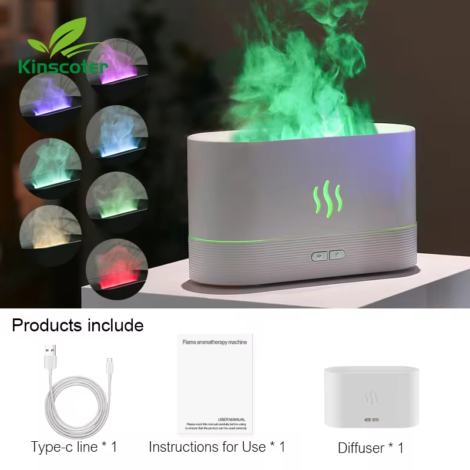 Aroma Diffuser Air Humidifier Ultrasonic Cool Mist Maker Fogger Led Essential Oil Flame Lamp Difusor - 180Ml White Pro