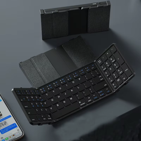 BOW Korea/Russia Wireless Folding Keyboard with Touchpad/Numberpad Rechargeable Foldable Bluetooth Keyboard for Tablet Ipad