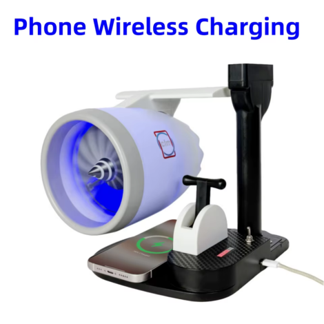 Jet Engine Fan Aircraft Turbofan Turbojet Model Kit 3D Printing Engine Toy with Humidifier and Wireless Phone Charging Function