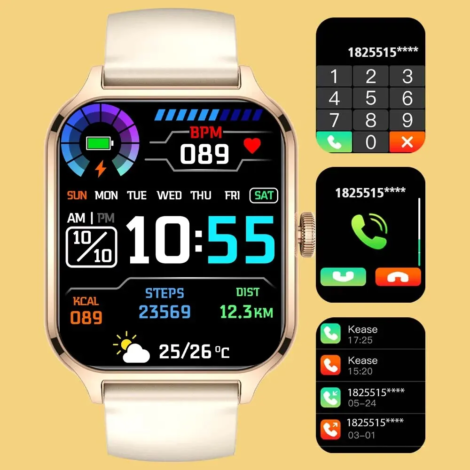 New 1.91" Women Smartwatch Bluetooth Call Heart Rate Blood Oxygen Tracker Sport Smart Watch Women Men for IOS Androird - Golden