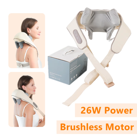 Wireless Neck and Back Massager Neck and Shoulder Kneading Massage Shawl Neck Cervical Relaxing Trapezius Massager - 26W-White