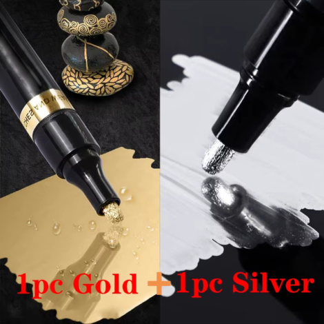 Chrome Paint Marker Pen Set for DIY, Model Painting and Touch Ups - 1Pc Silver 1Pc Gold