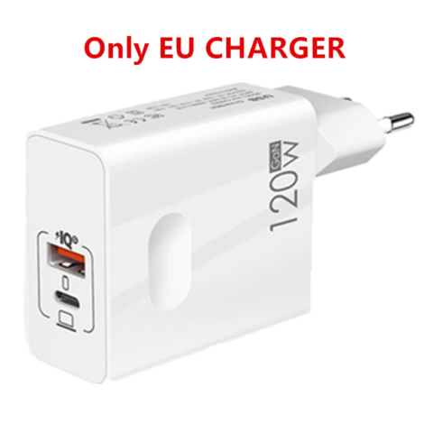120W Fast Charger USB Type C PD Cable Fast Charging Quick Charge 3.0 Adapter for Iphone Xiaomi Samsung Oneplus Pixel Cellphones - Eu Charger
