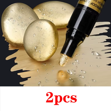 Chrome Paint Marker Pen Set for DIY, Model Painting and Touch Ups - 2Pcs Gold