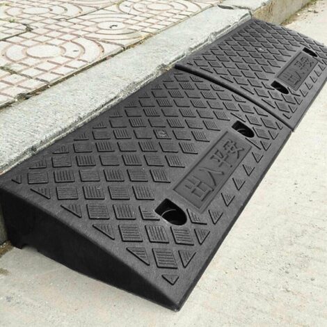 Vehicle Slope Ramp Universal Heavy Duty Rubber Kerb Ramps Car Bikes Threshold - Black