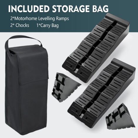 Heavy Duty Caravan Levelling Ramps – 5 Tonne Motorhome & RV Leveling Ramp Set - Black