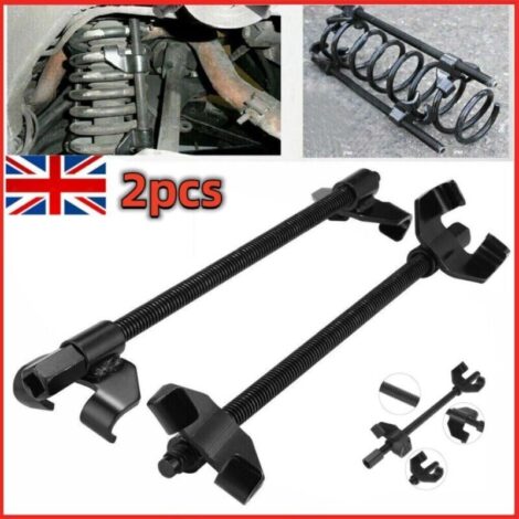 Pair Of Heavy Duty Coil Spring Compressors – Professional Suspension Tool for Cars & Vans - Black