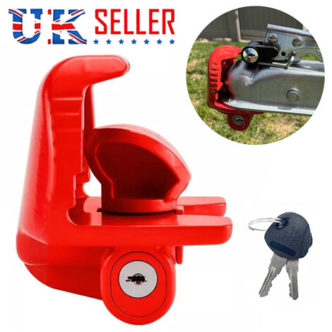 High Security Hitch Lock Caravan Trailer Hitch Coupling Tow Lock Universal W,Key - Red
